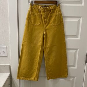 J. Crew Mustard Yellow Cropped Wide-Leg Pants